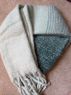 Wool Scarf Cozy Green ombré Wool Blend Scarf